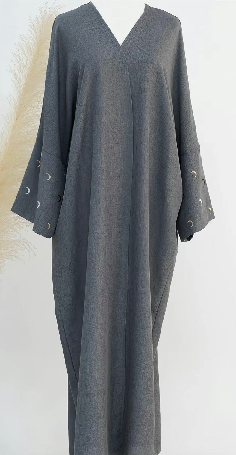 Grey Moon Open Abaya