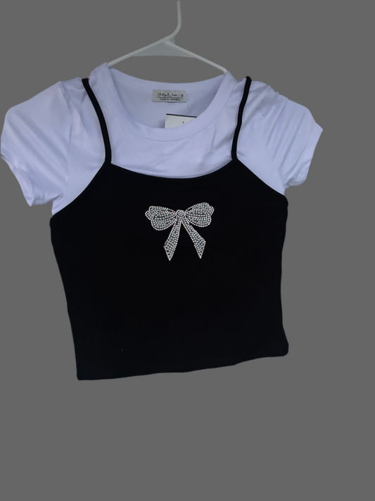 Pearl and Diamond Bow Crop Top