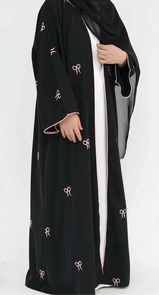 Pink Bow Open Abaya 🎀