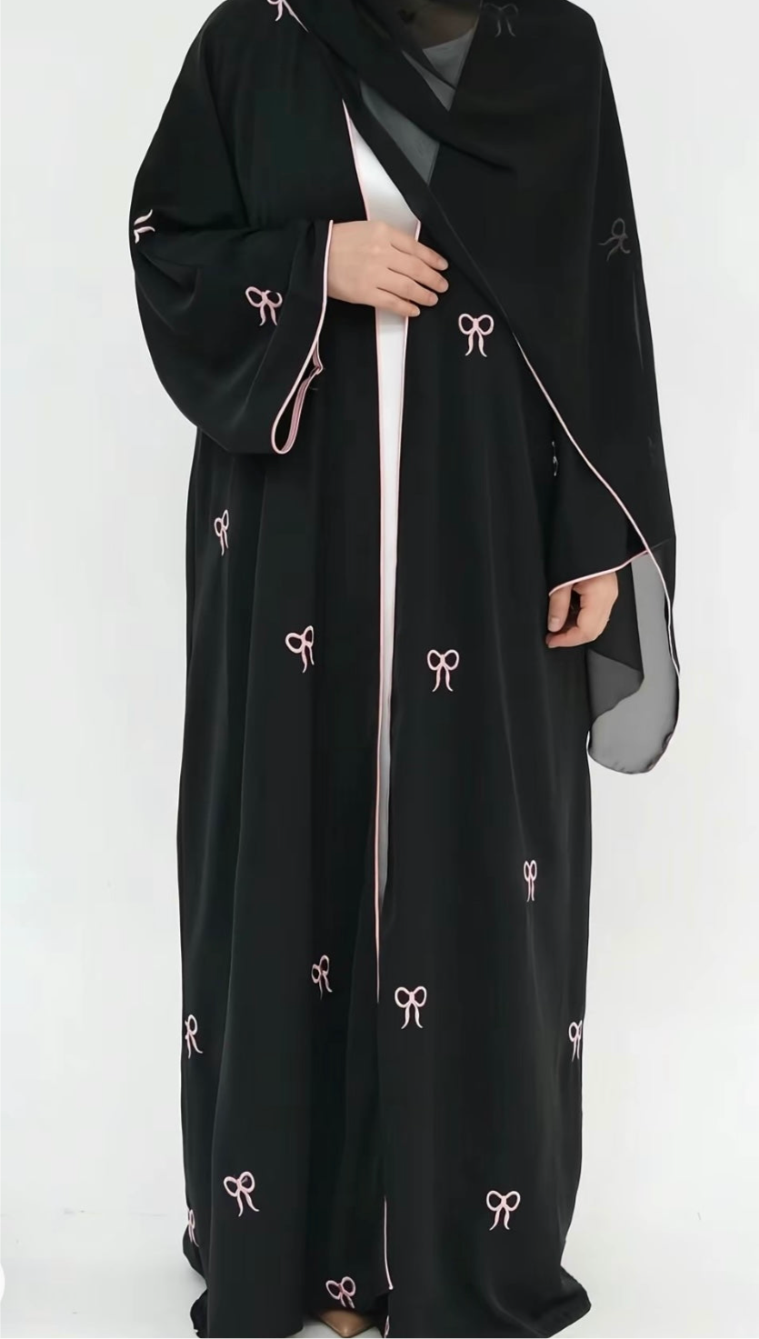 Pink Bow Open Abaya 🎀