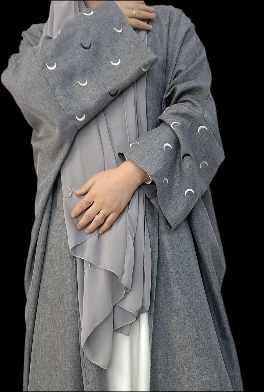 Grey Moon Open Abaya
