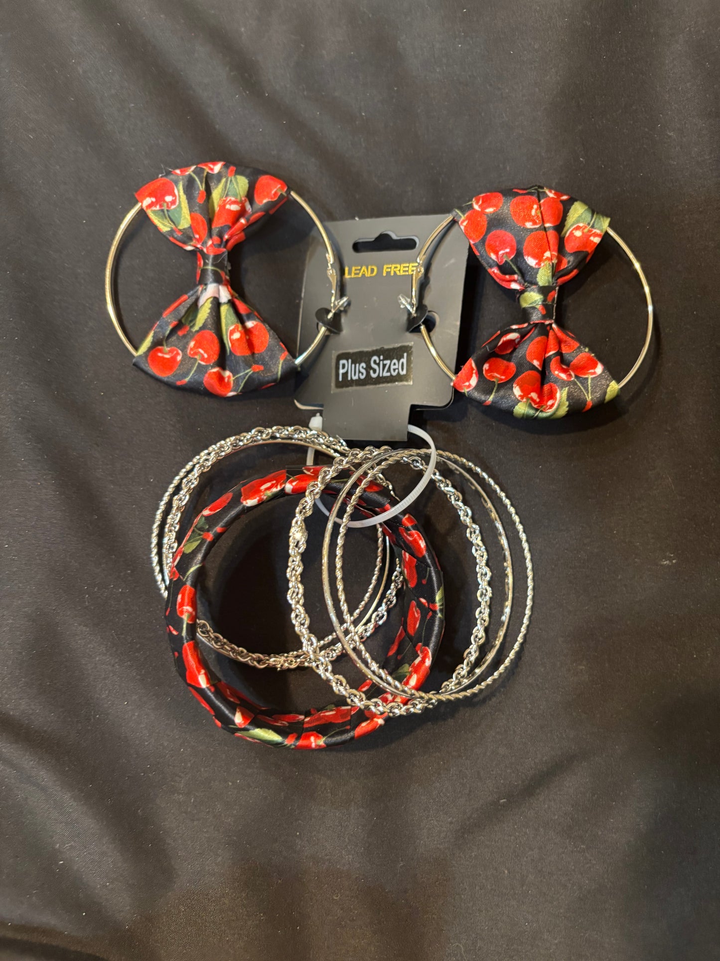 Cherry Earrings & Bracelet Set