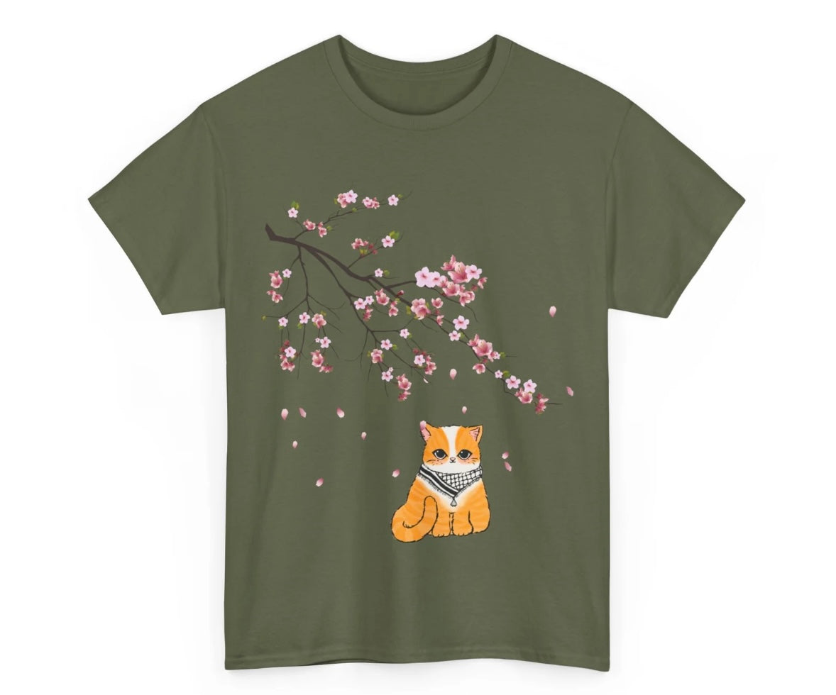 Cat Keffiyeh Cherry Blossom T-Shirt