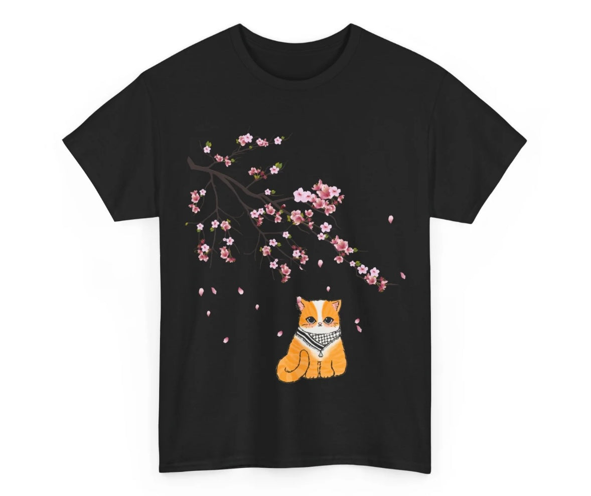 Cat Keffiyeh Cherry Blossom T-Shirt